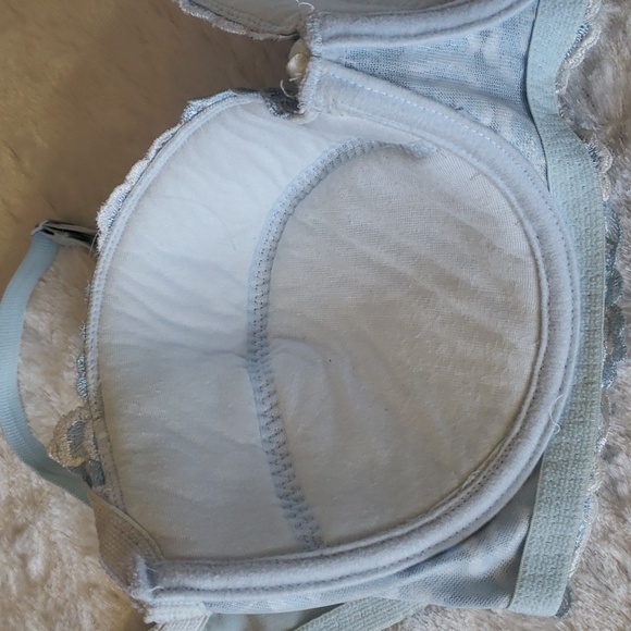 Light Blue & White Lace Push Up Bra Size F 85 - Picture 11 of 13